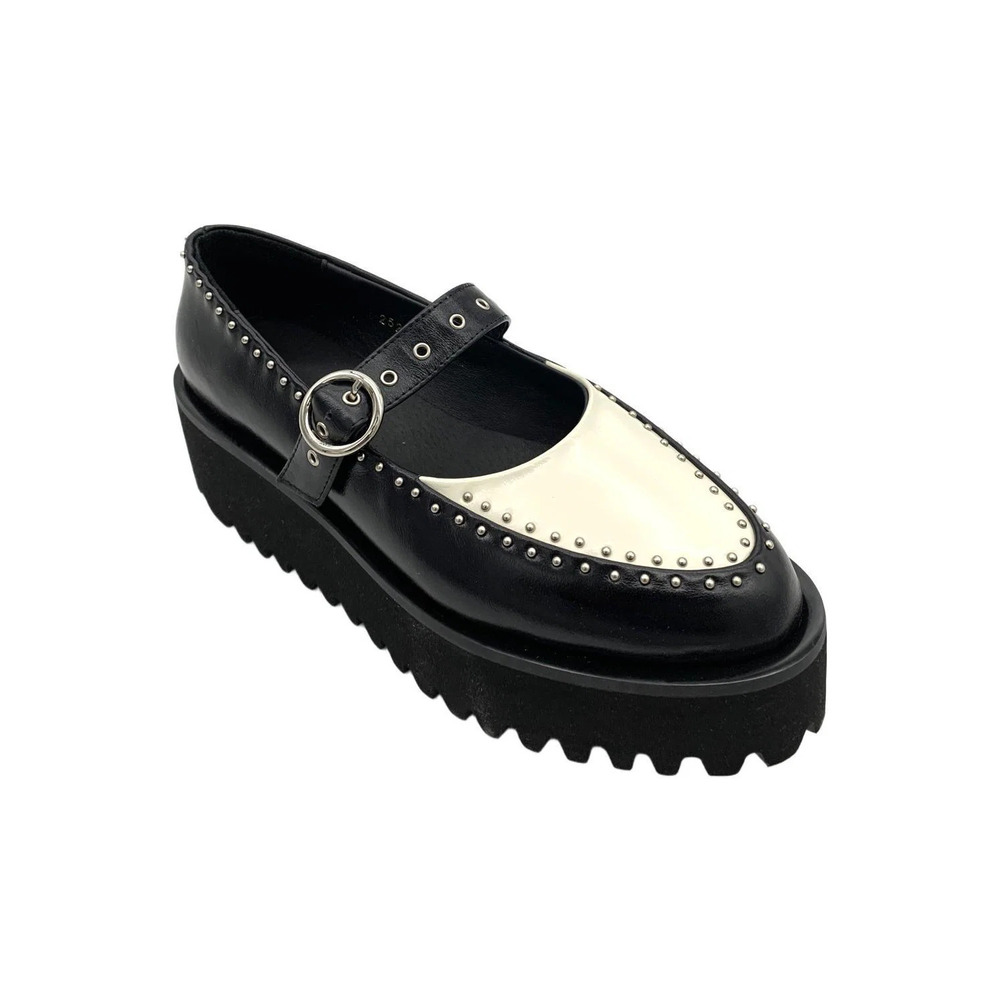 ALL BLACK Women's Pin Studded Platform Mary Janes Black - Medium